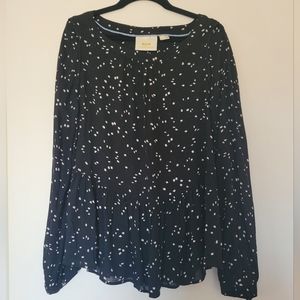 Anthropologie Maeve Cheyenne Peplum Style Blouse Polka Dots Sz S